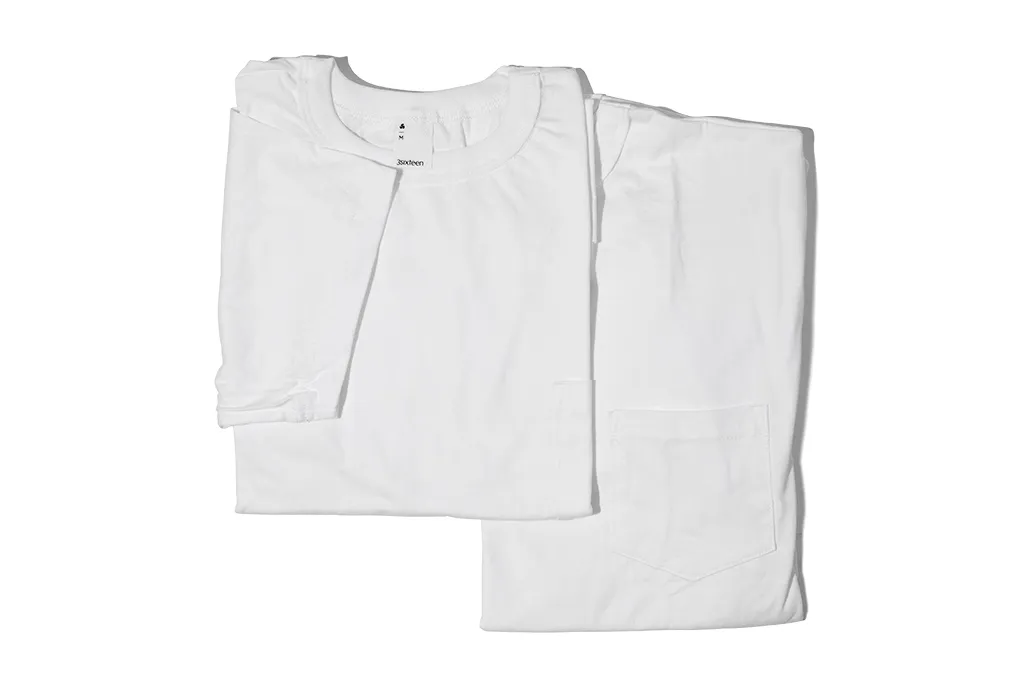 3sixteen T-Shirts w/ Pima Cotton 2-Pack - White w/ Pocket Pima