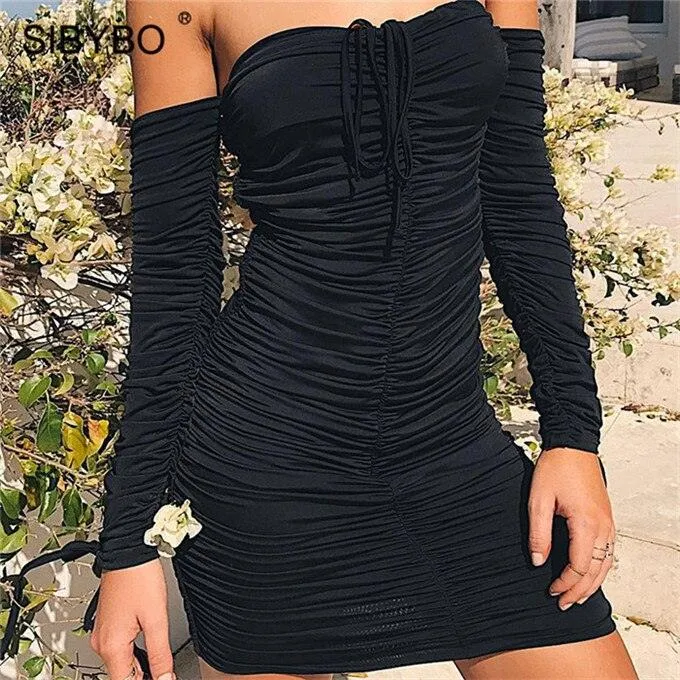 ARTICAT Off Shoulder Bandage Bodycon Party Dress for Gothic and Alternative Women