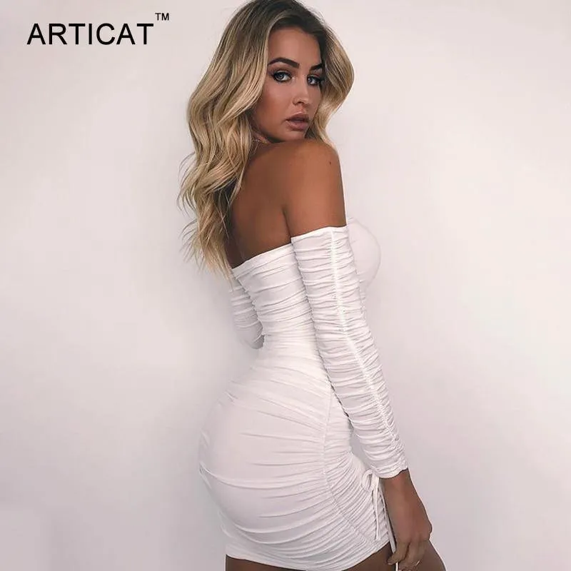 ARTICAT Off Shoulder Bandage Bodycon Party Dress for Gothic and Alternative Women