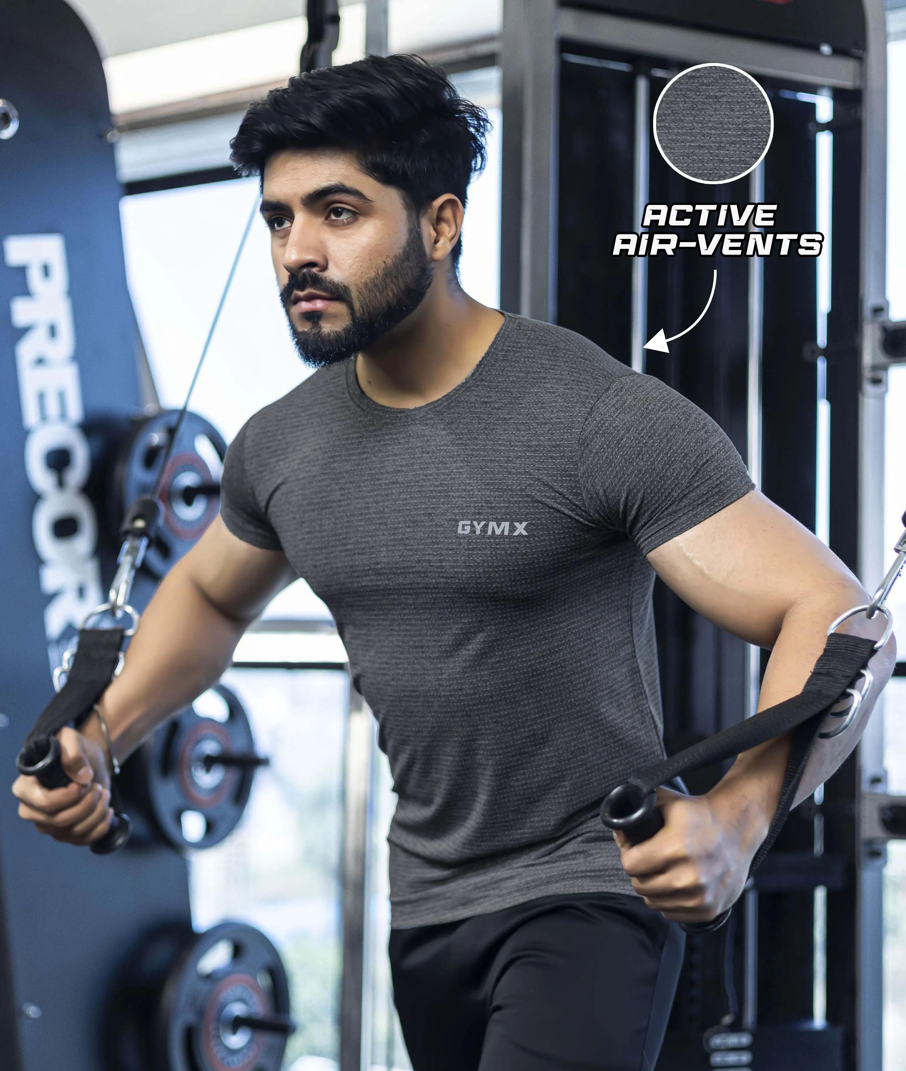 Aura GymX Tee: Charcoal Grey