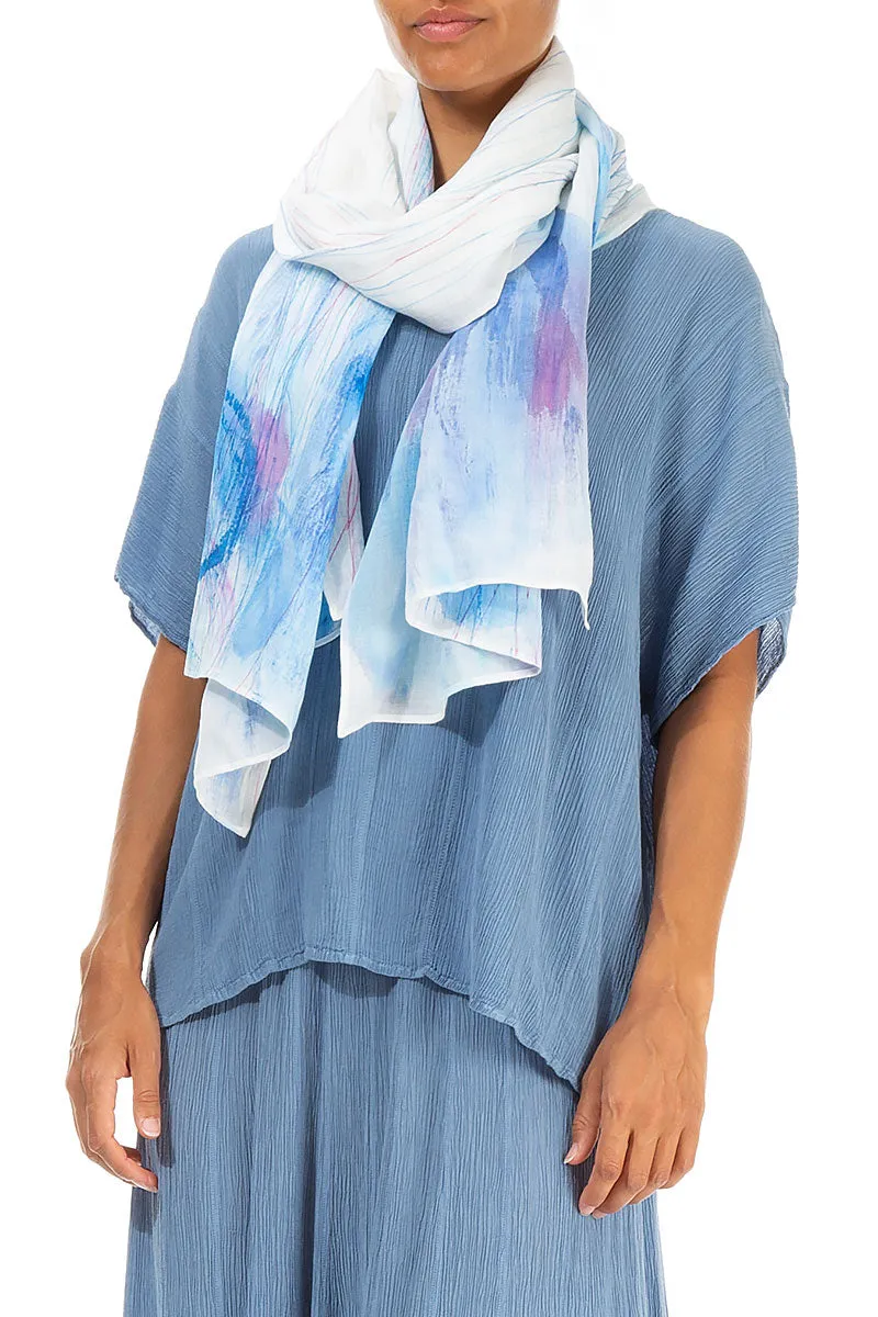 Azure Breeze Linen Scarf