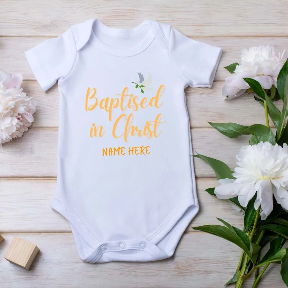 Baby Romper - Baptised in Christ Blue/Pink/Orange (Personalisation Available)