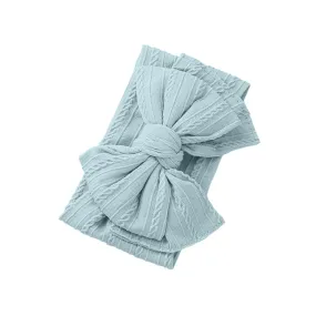 Baby Top Knot Double Bow Headband Cruise Blue