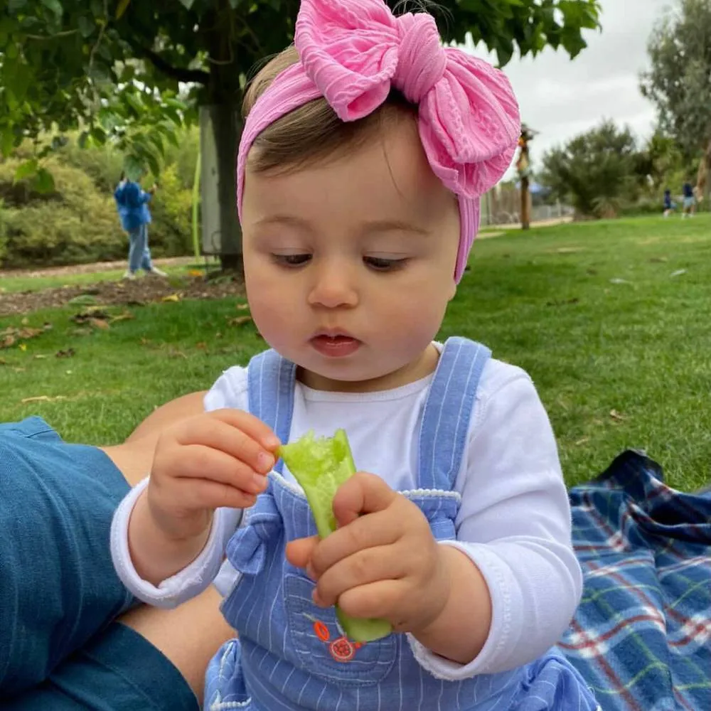 Baby Top Knot Double Bow Headband Fuchsia