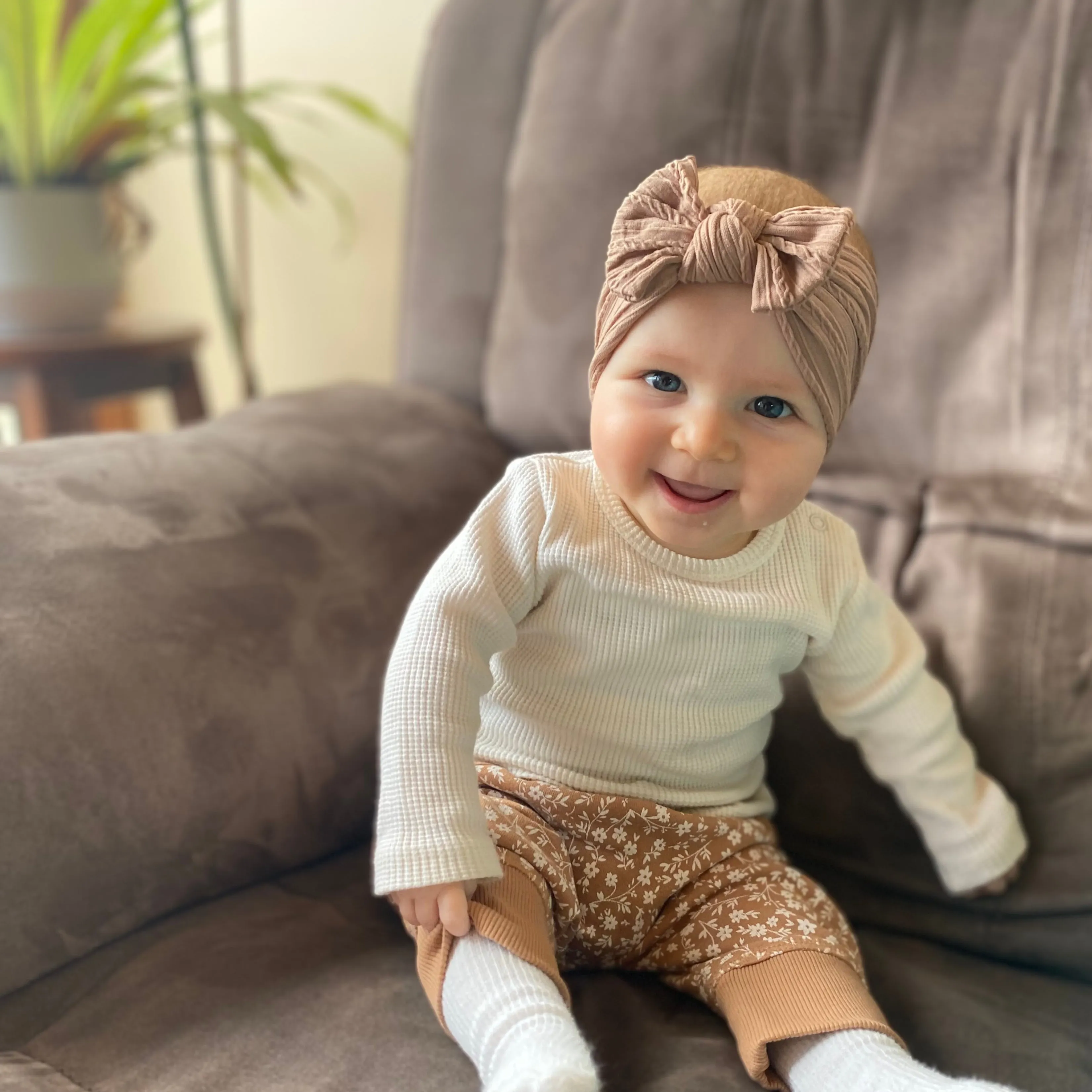 Baby Top Knot Single Bow Headband Lavender