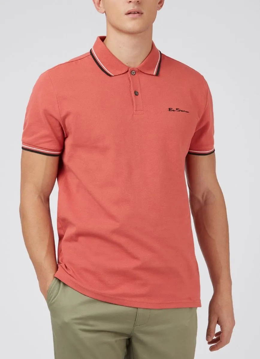 Ben Sherman Casual Short Sleeve Polo Shirt Raspberry