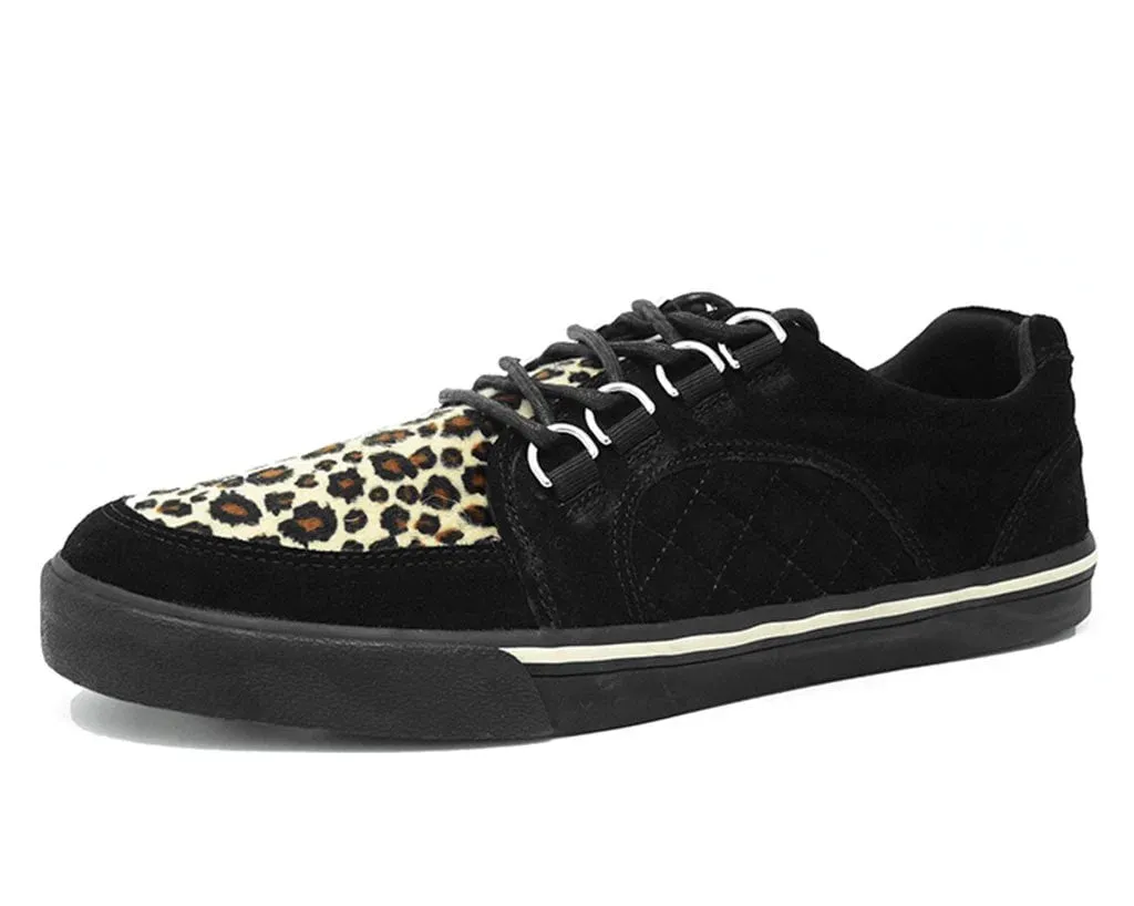 Black Suede & Leopard Quilted Interlace Sneaker