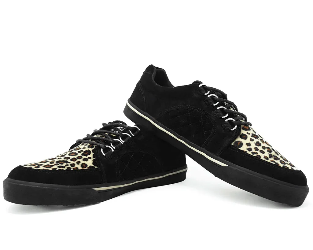 Black Suede & Leopard Quilted Interlace Sneaker