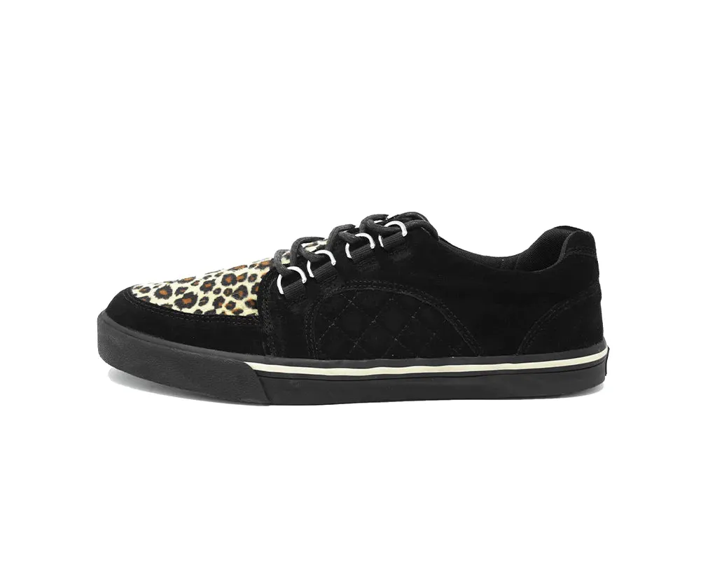 Black Suede & Leopard Quilted Interlace Sneaker