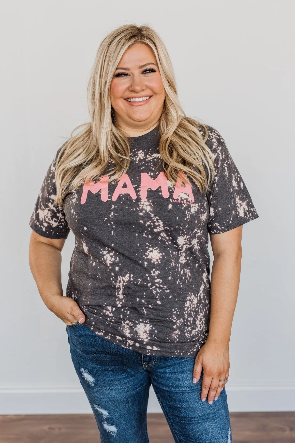 Bleached Mama Graphic Tee- Charcoal