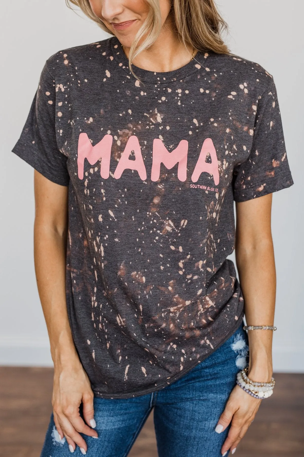 Bleached Mama Graphic Tee- Charcoal