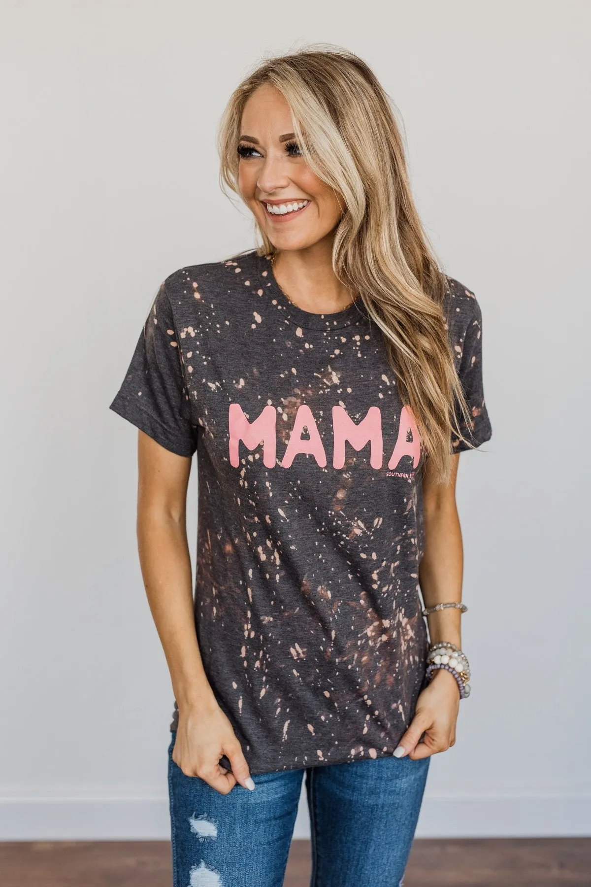 Bleached Mama Graphic Tee- Charcoal