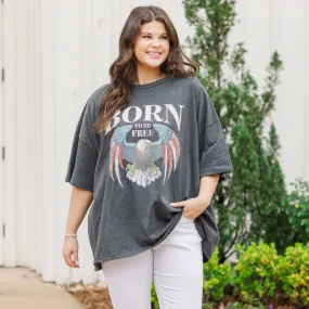 Born To Be Wild & Free Boyfriend Tee, Charcoal