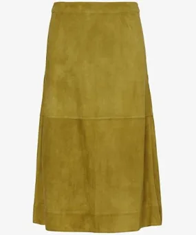 Bottega Veneta Womens Marsh Panelled split-hem suede midi skirt