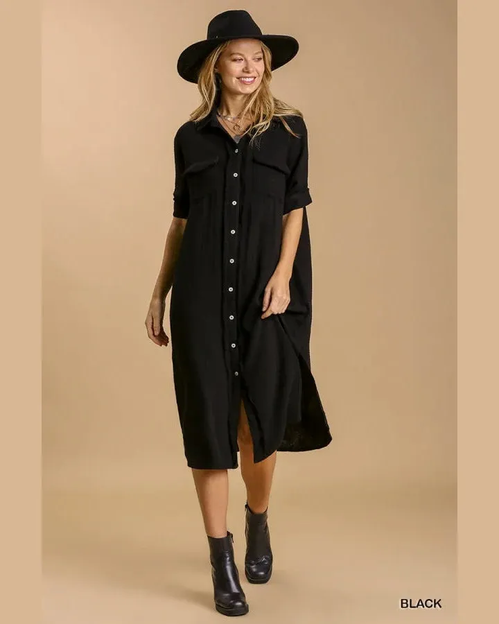 Button Up Gauze Dress