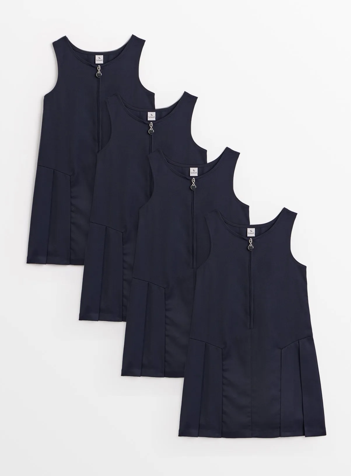 Buy Navy Zip-Through Pinafore 4 Pack 6 years | School dresses | Tu