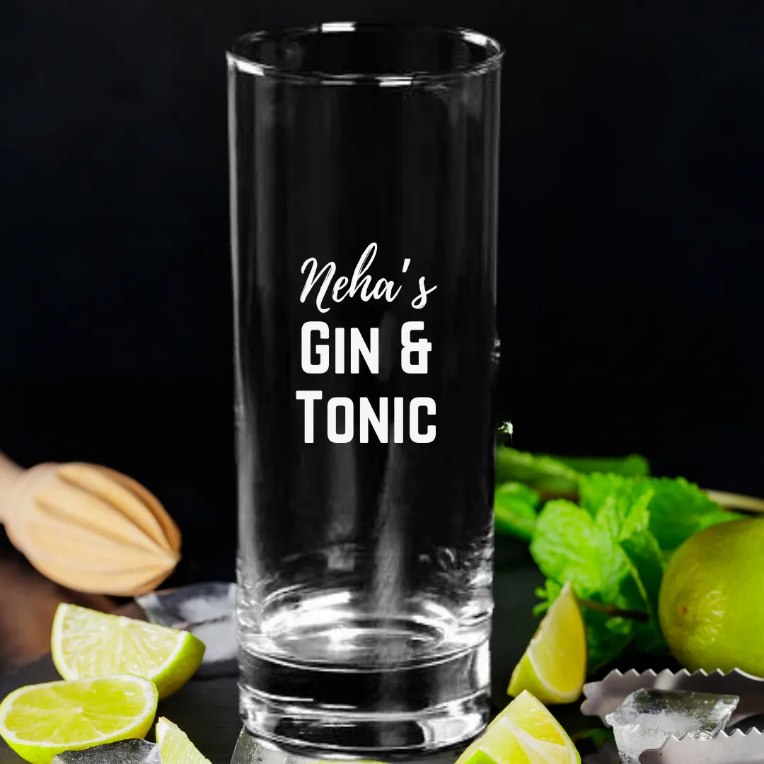 Cocktail Glassware Personalized Highball Glasses - Gin & Tonic