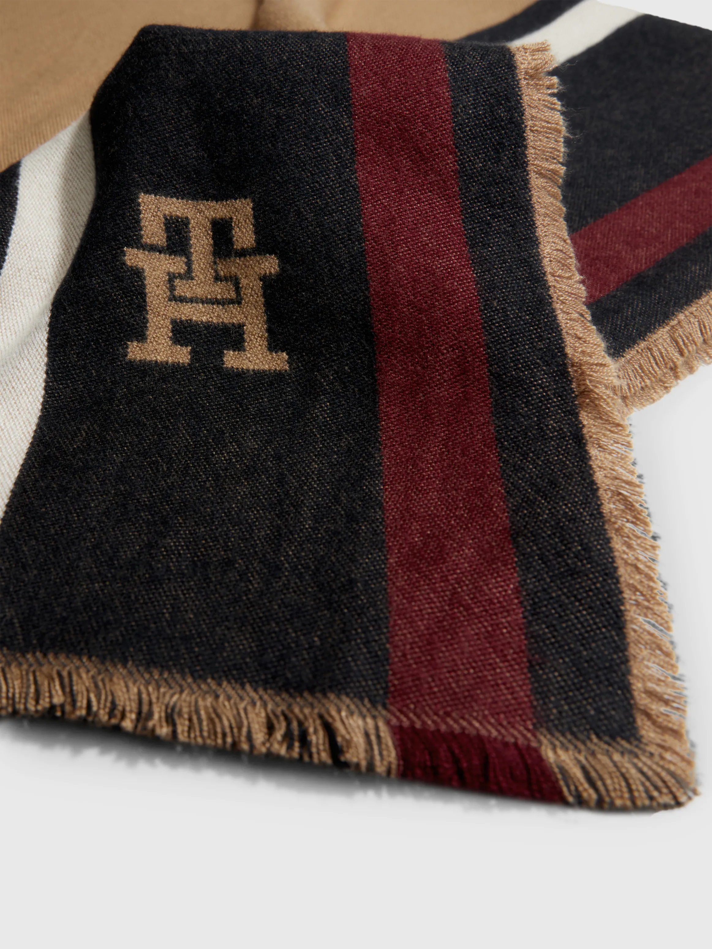 Colour-Blocked Monogram Large Square Scarf | Scarves | Tommy Hilfiger