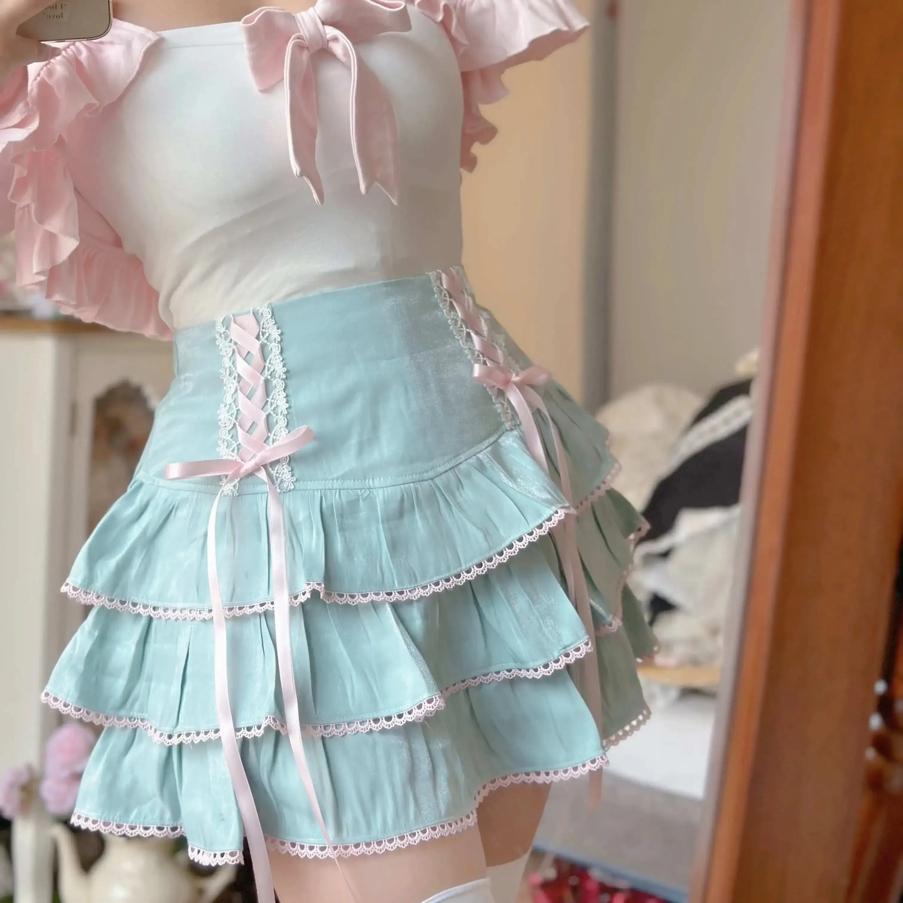 Cookie Bite Kawaii Princess Ruffled Mini Skirt