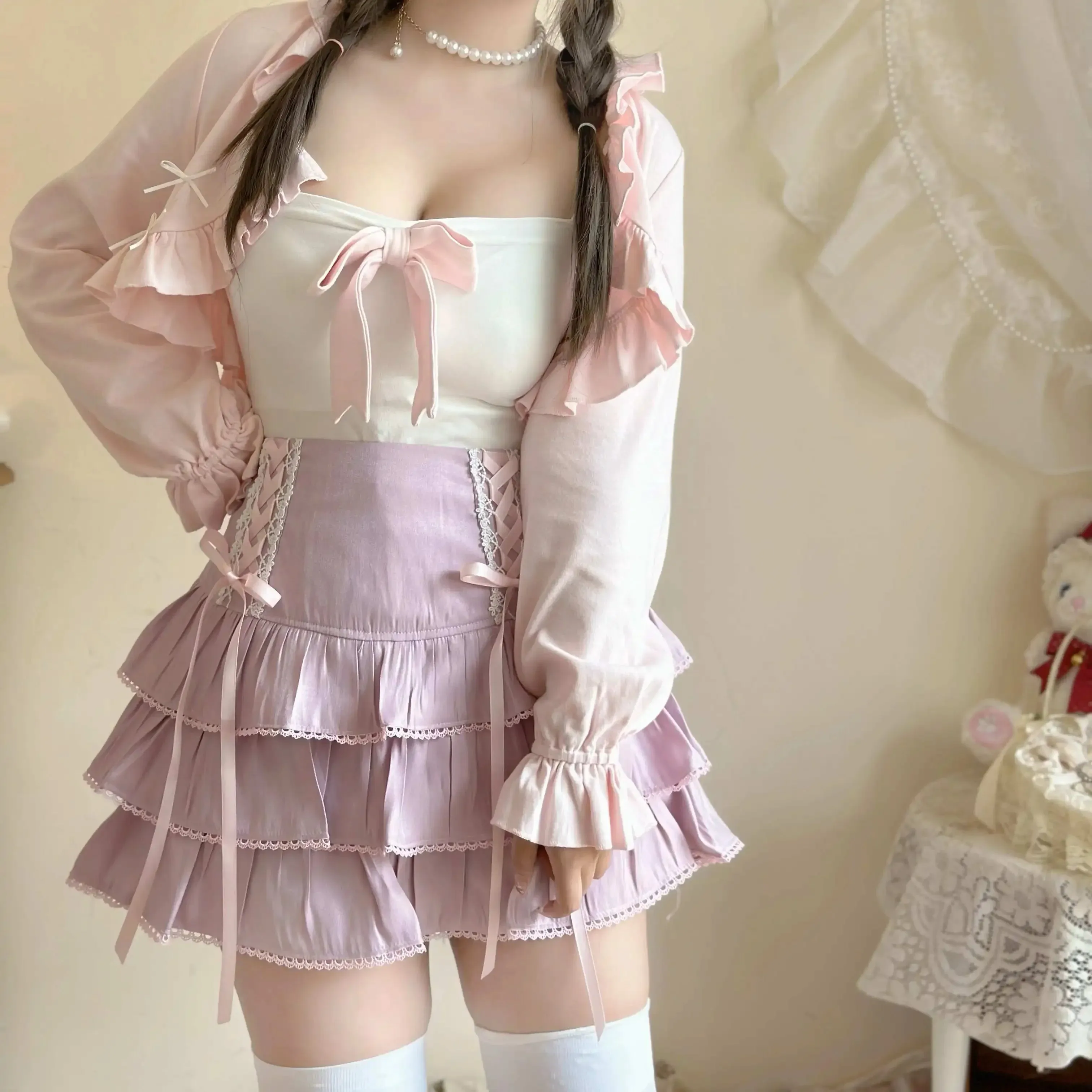 Cookie Bite Kawaii Princess Ruffled Mini Skirt