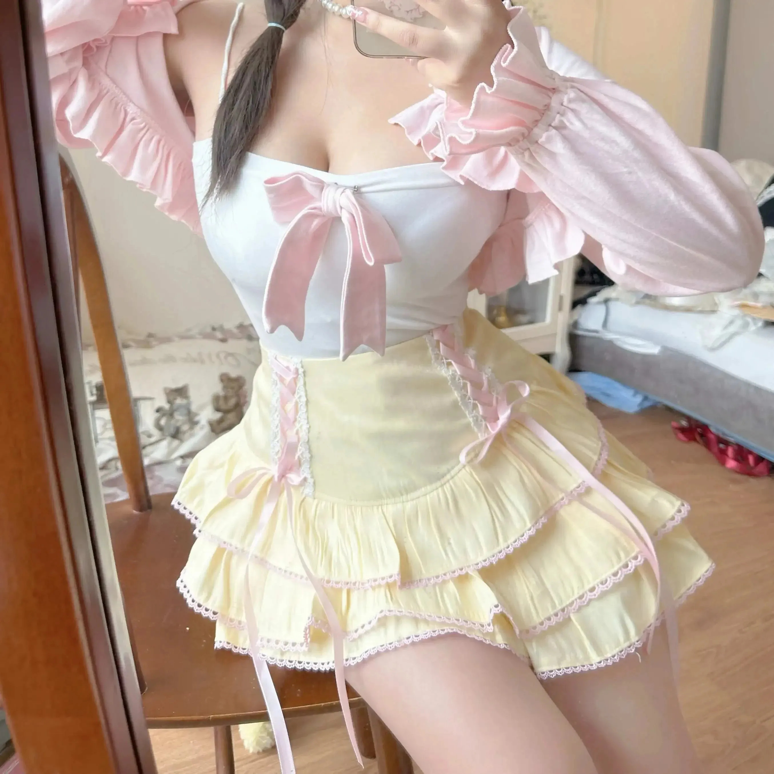 Cookie Bite Kawaii Princess Ruffled Mini Skirt