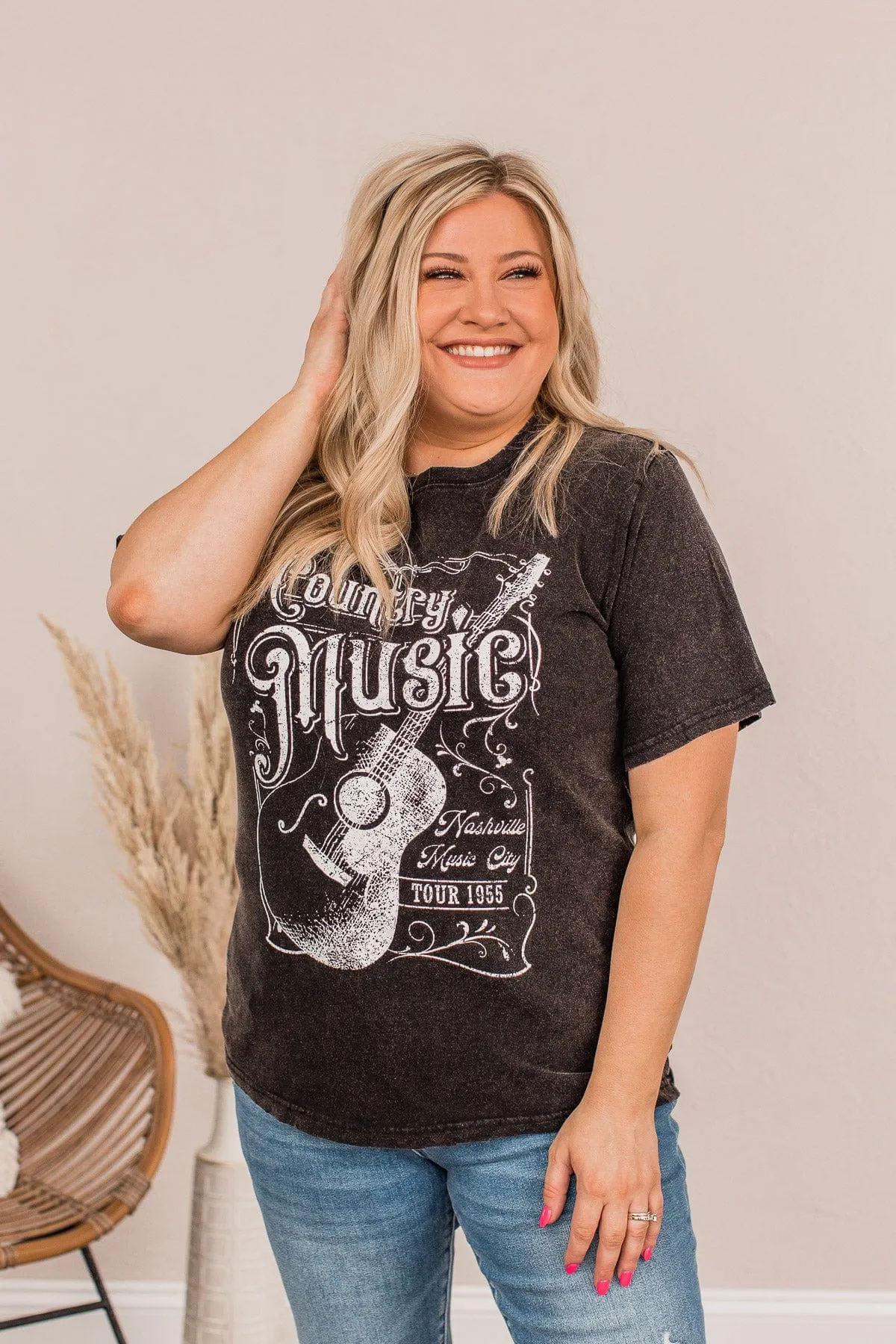 Country Music Graphic Tee- Charcoal