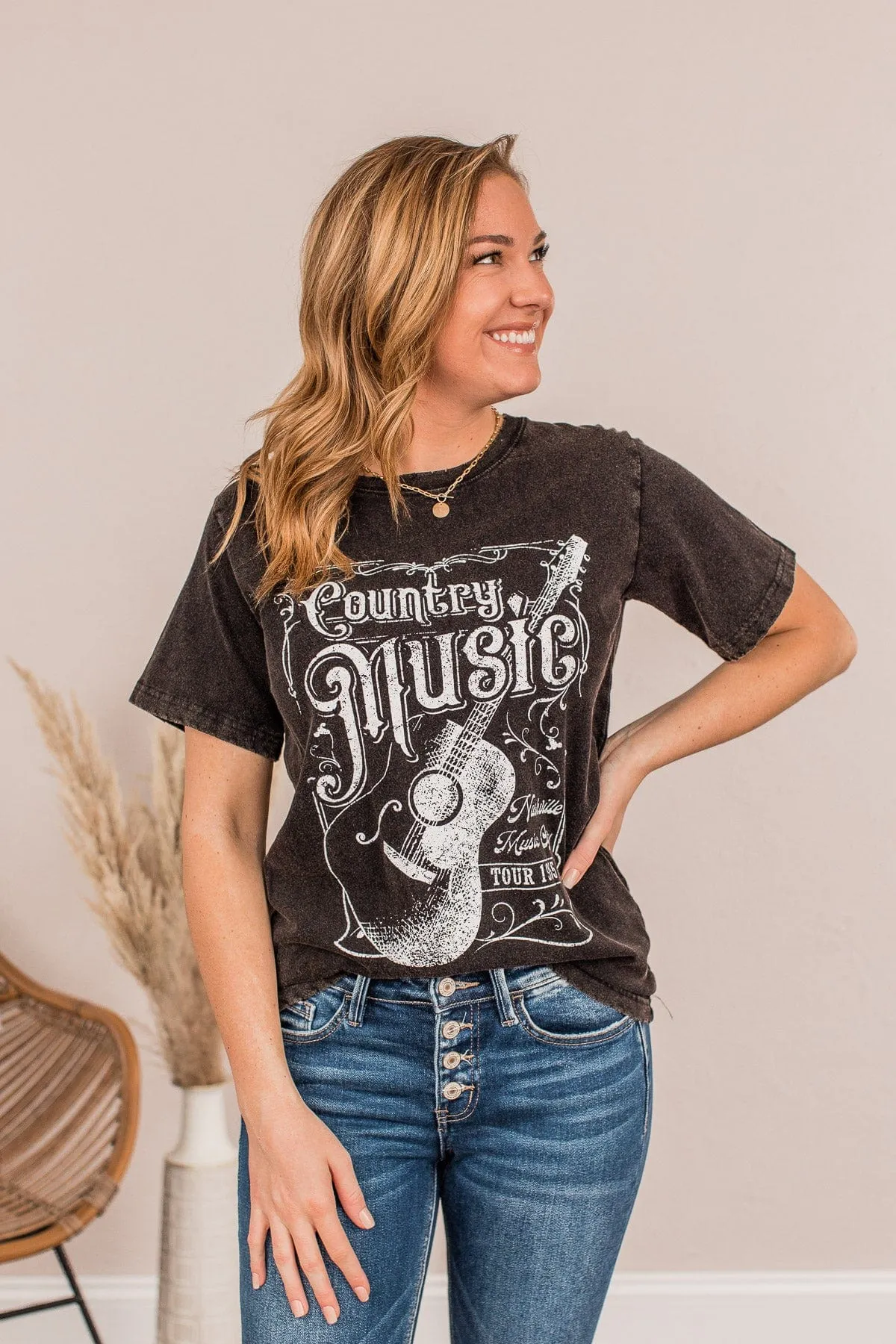 Country Music Graphic Tee- Charcoal