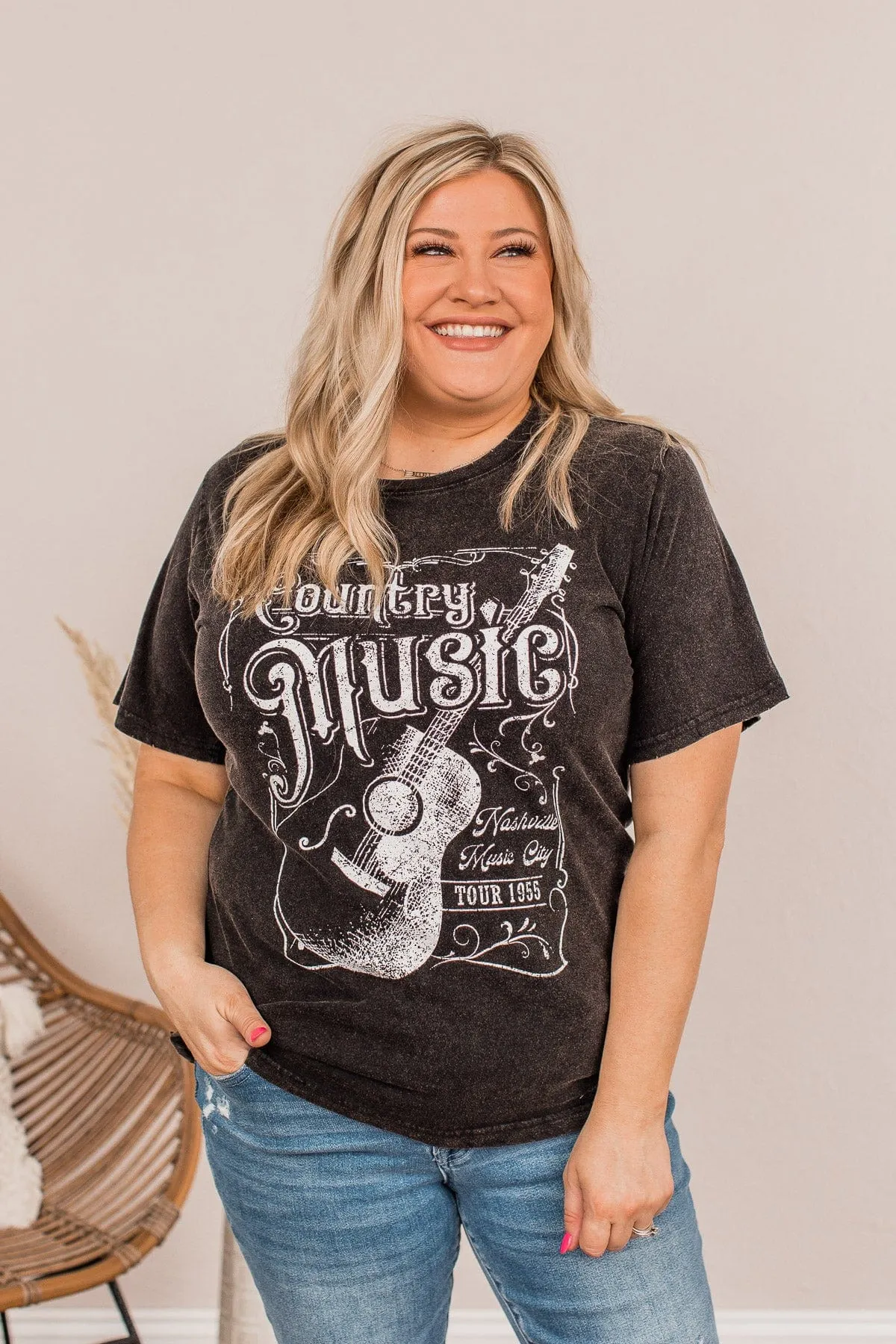 Country Music Graphic Tee- Charcoal