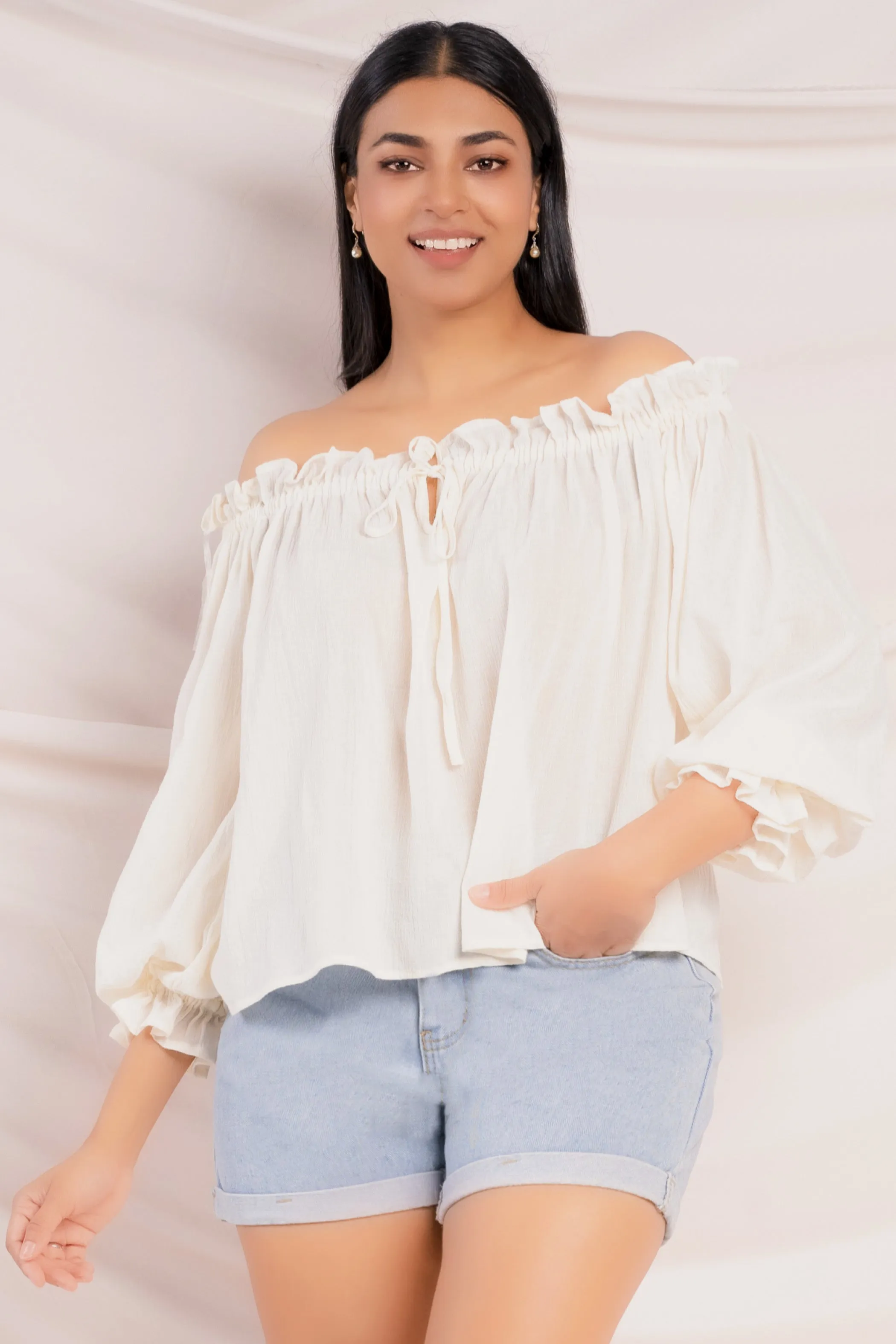 Cream Off Shoulder Top