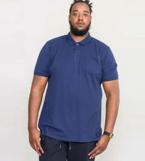 D555 Big Mens Navy Fully Combed Pique Polo Shirt With Pocket (GRANT NAVY)