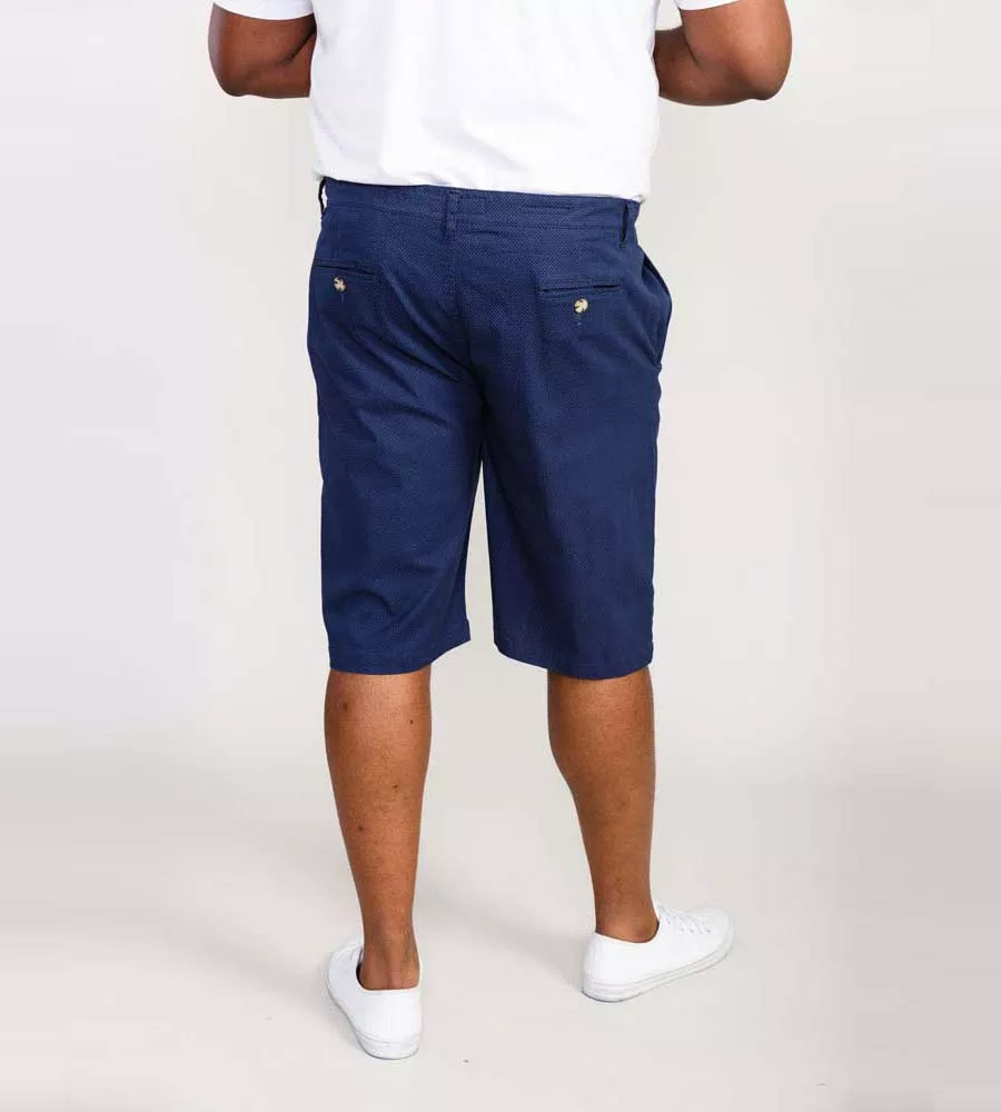 D555 Big Mens Navy Stretch Chino Shorts With All Over Print (WARREN)