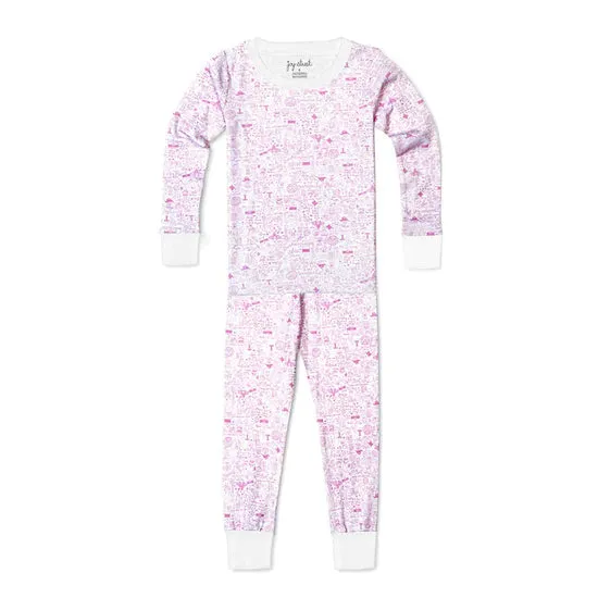 Dallas-Fort Worth Two Piece Long Pajamas - Love Field Pink