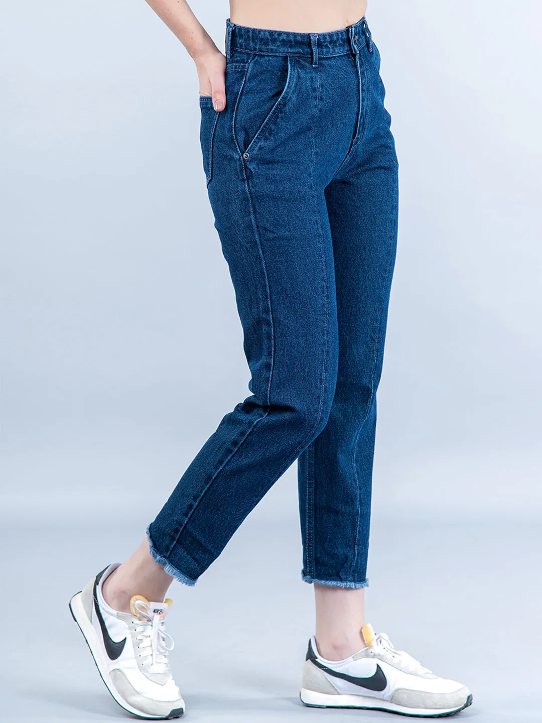 Dark Blue Baggy-fit Jeans For Women