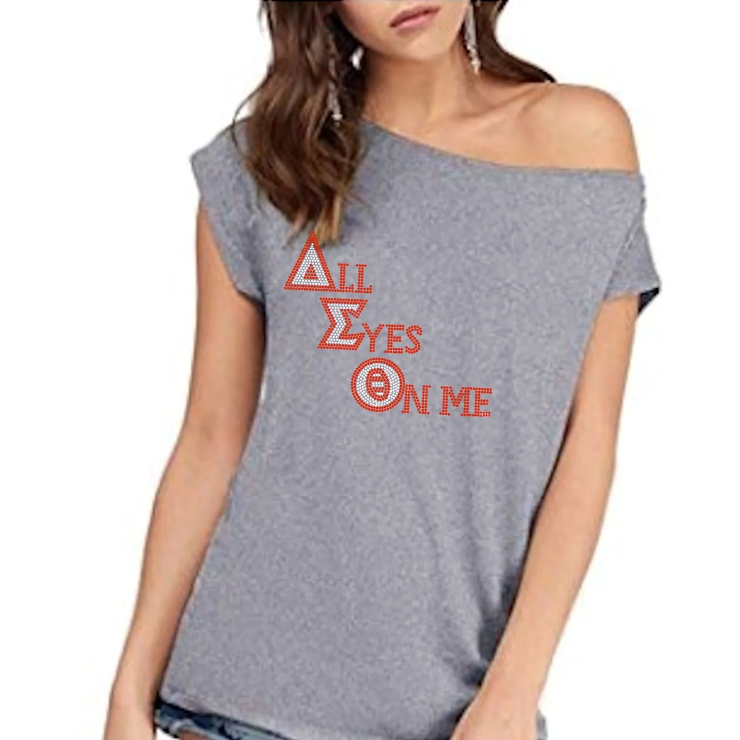 Delta Sigma Theta All Eyes On Me Off Shoulder Tee