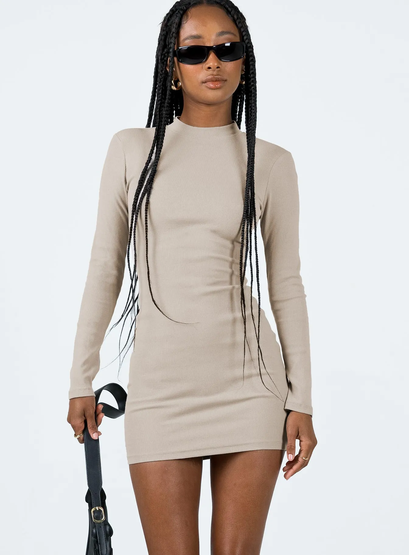 Diani Long Sleeve Mini Dress Beige