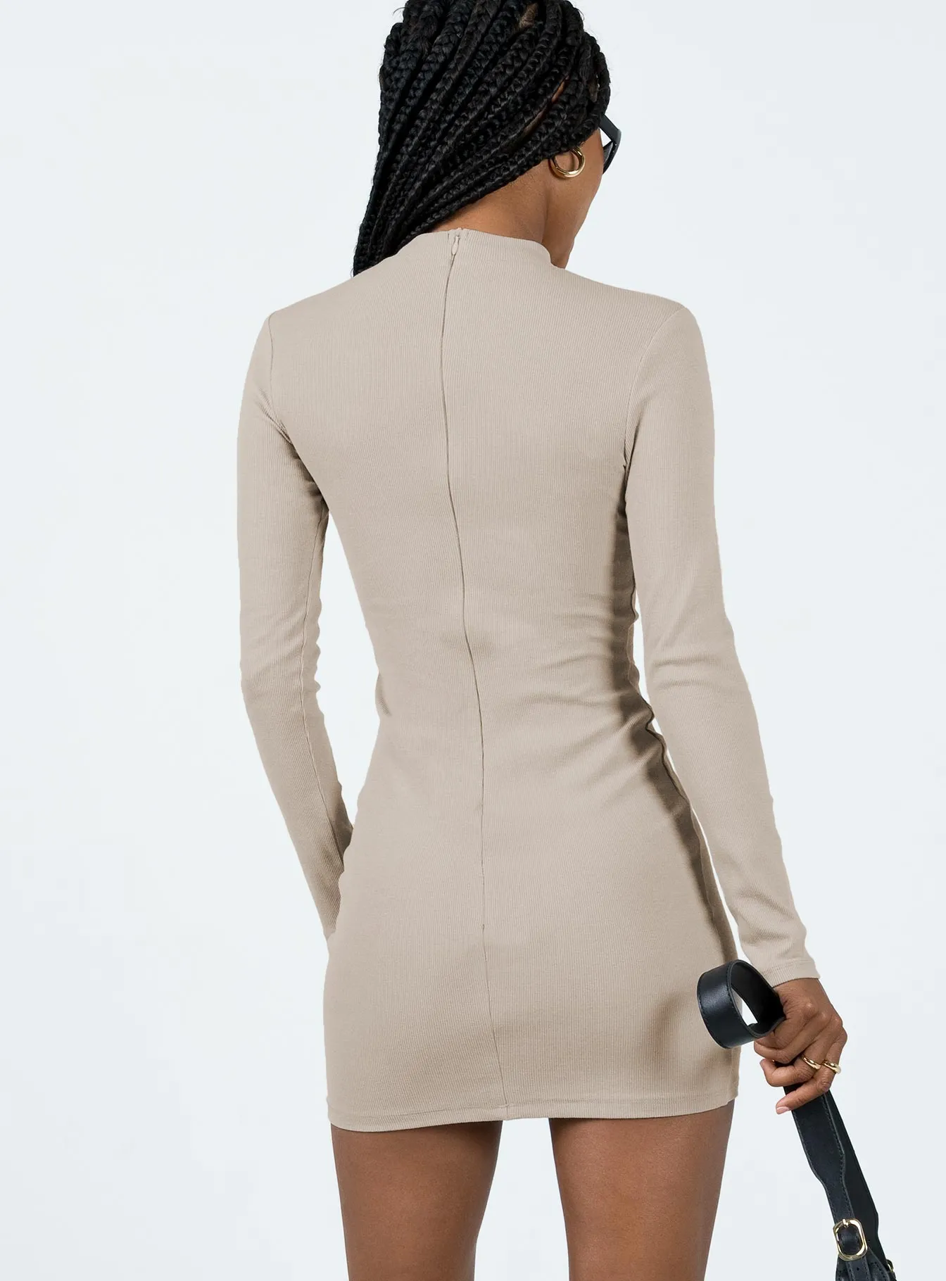 Diani Long Sleeve Mini Dress Beige