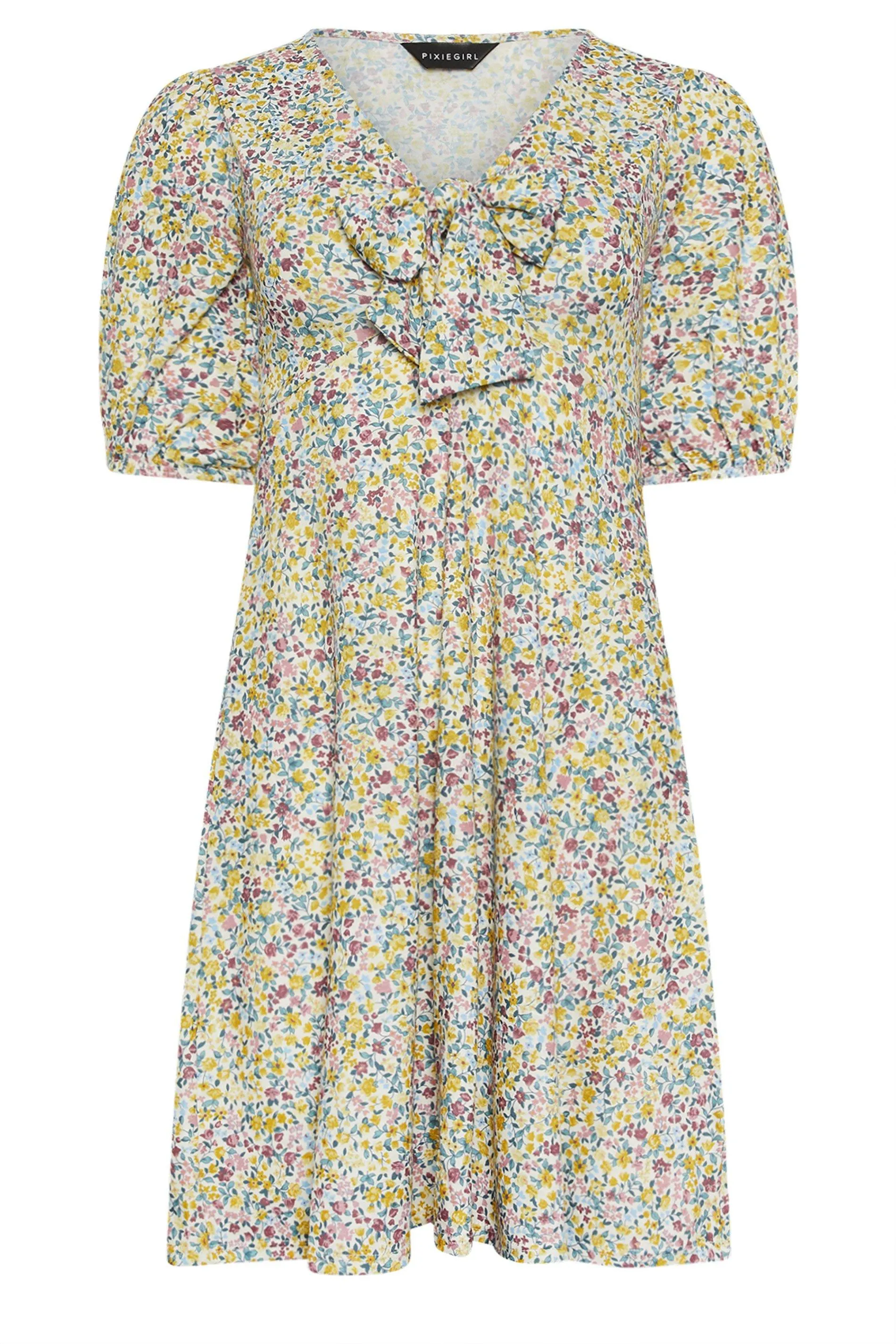 Dresses | Petite Floral Print Tie Front Mini Dress | PixieGirl