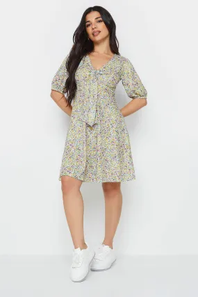 Dresses | Petite Floral Print Tie Front Mini Dress | PixieGirl