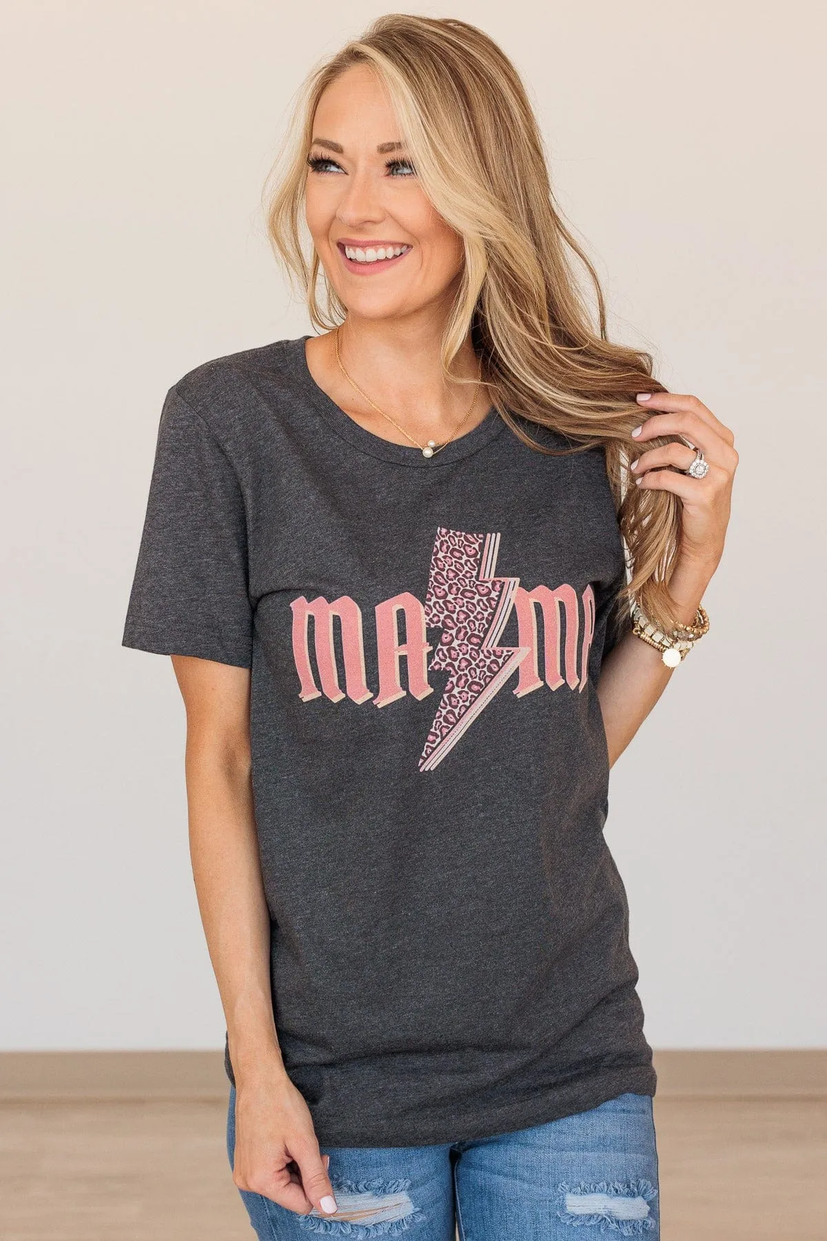 Electric Love Mama Graphic Tee- Charcoal