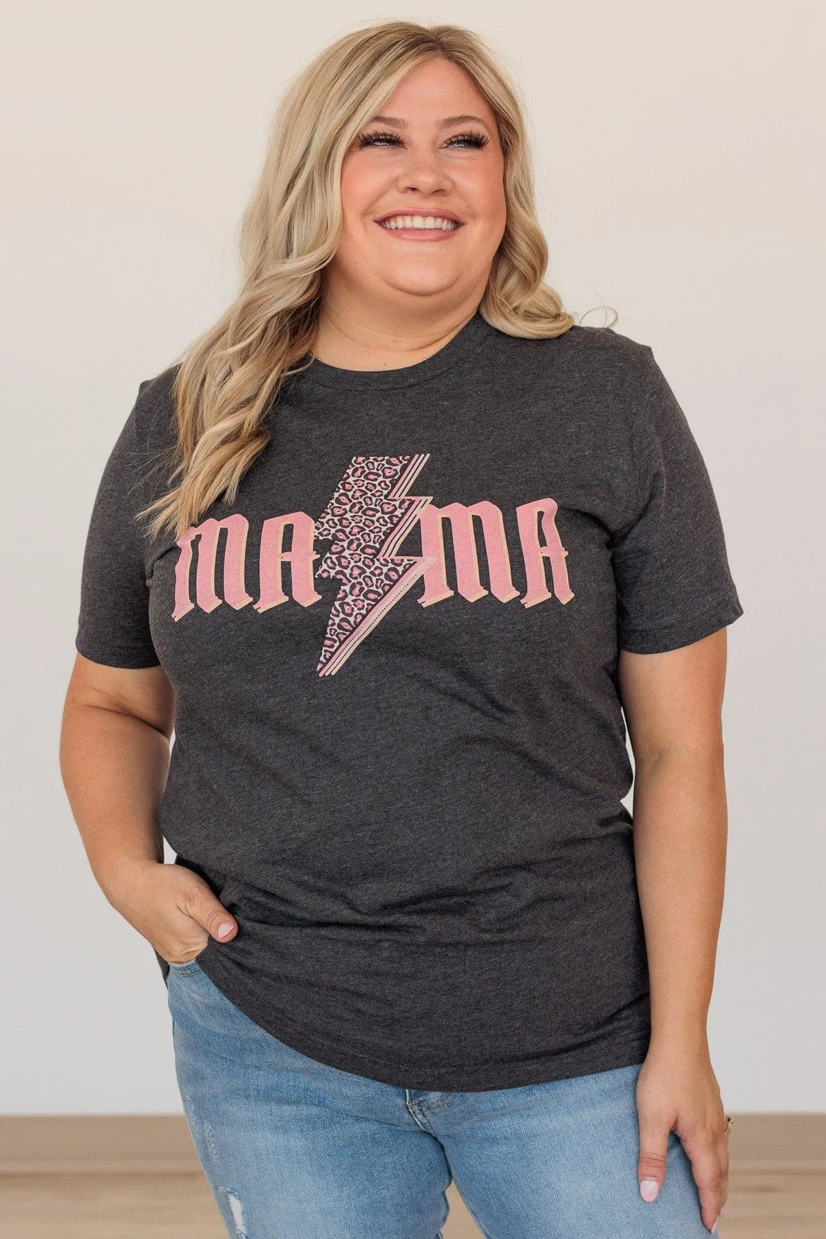 Electric Love Mama Graphic Tee- Charcoal