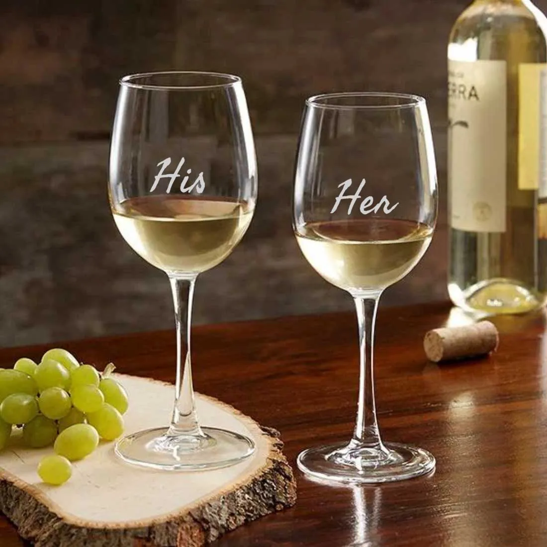 Engraved Wine Glasses for Couples Anniversary Gift Ideas for Couples - His & Her