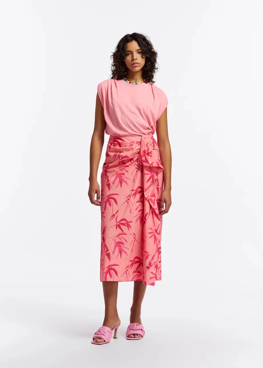 Essentiel Antwerp Flapjack Draping Midi Skirt in Blush Powder