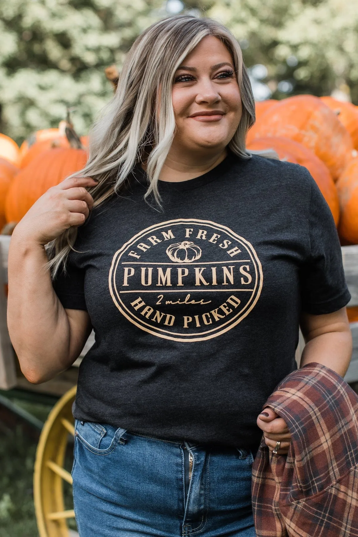 Farm Fresh Pumpkins Graphic Tee- Charcoal