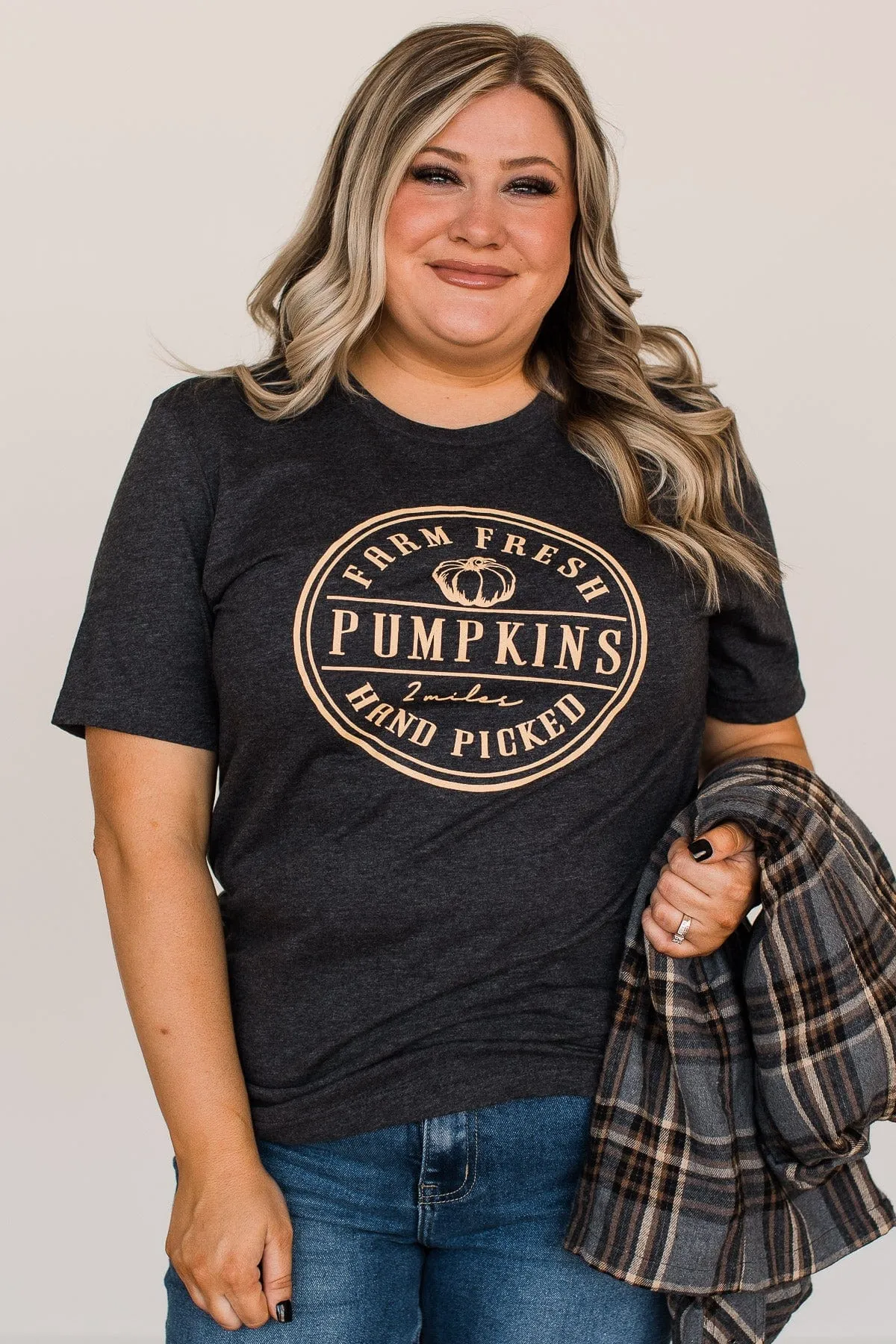 Farm Fresh Pumpkins Graphic Tee- Charcoal