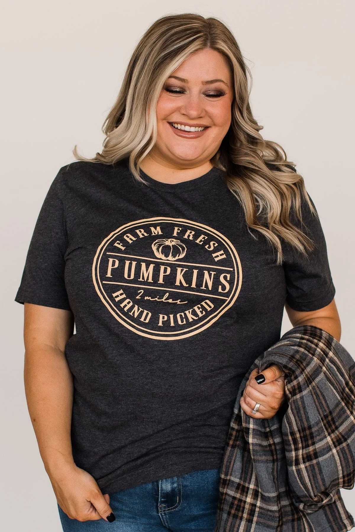 Farm Fresh Pumpkins Graphic Tee- Charcoal