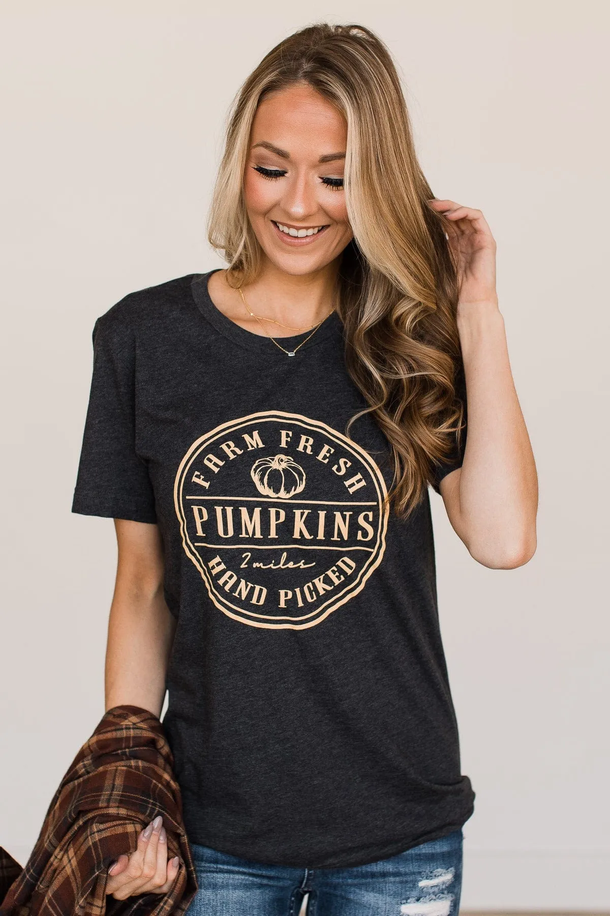 Farm Fresh Pumpkins Graphic Tee- Charcoal