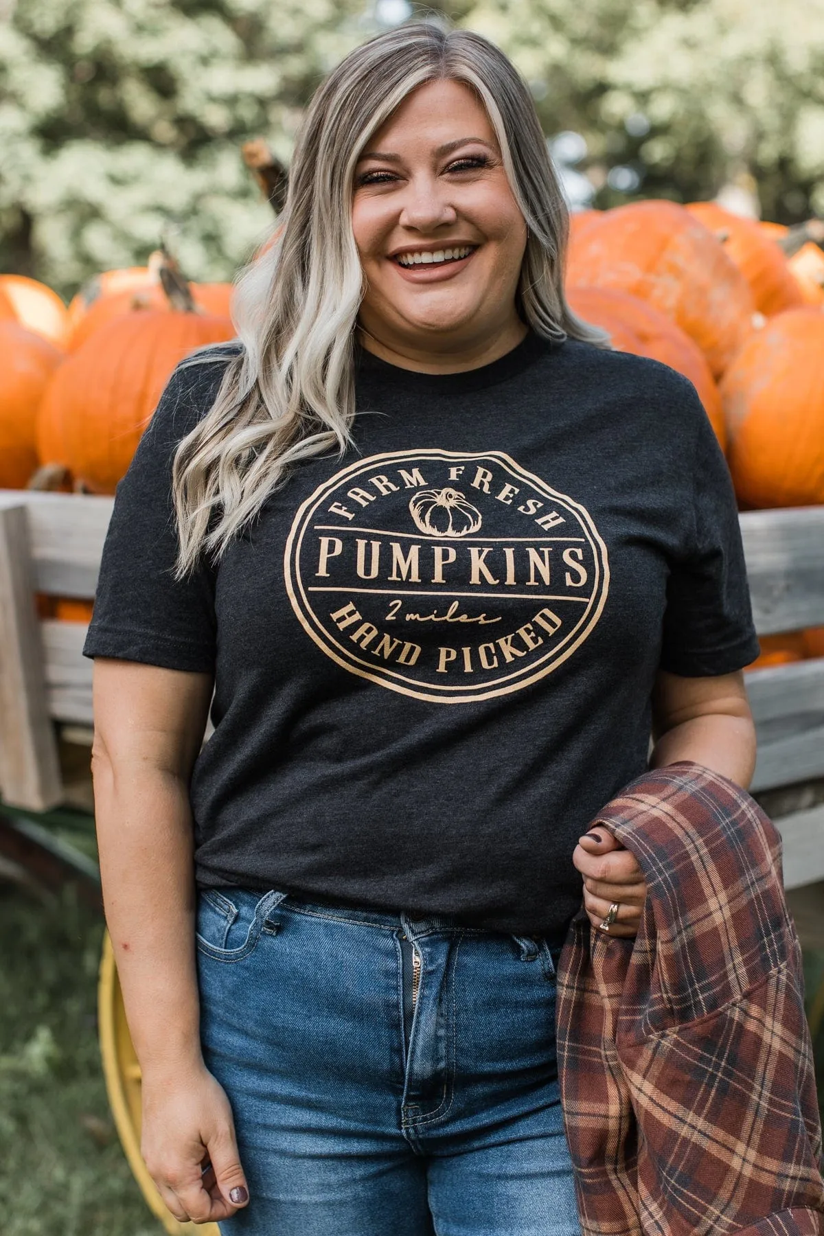 Farm Fresh Pumpkins Graphic Tee- Charcoal