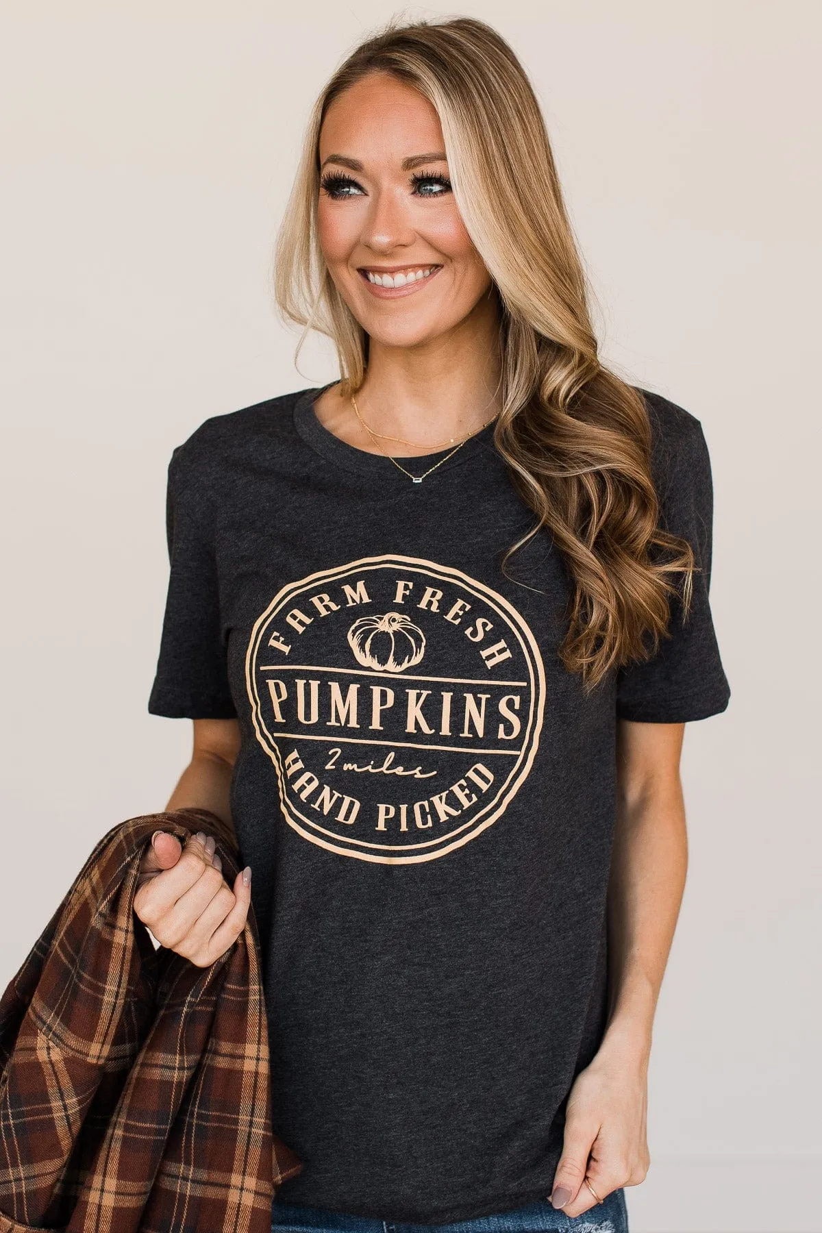 Farm Fresh Pumpkins Graphic Tee- Charcoal