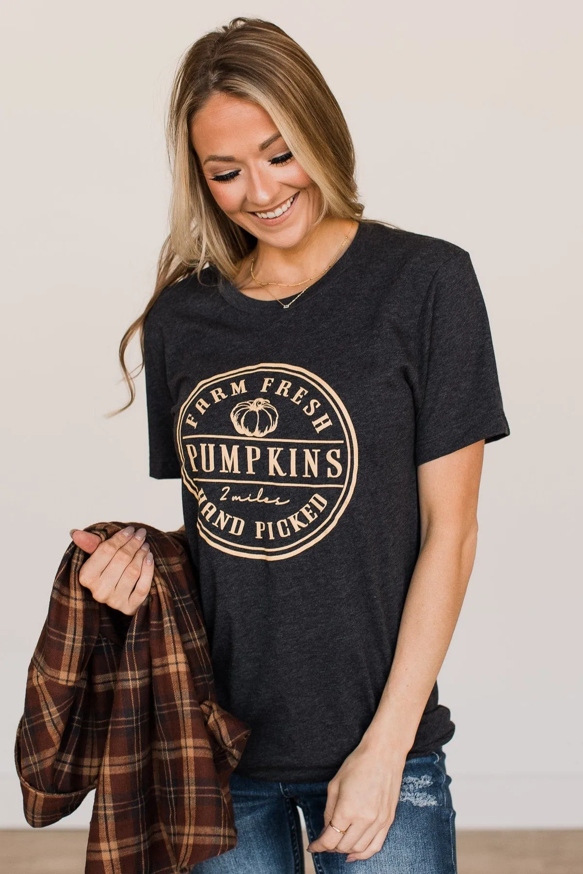 Farm Fresh Pumpkins Graphic Tee- Charcoal