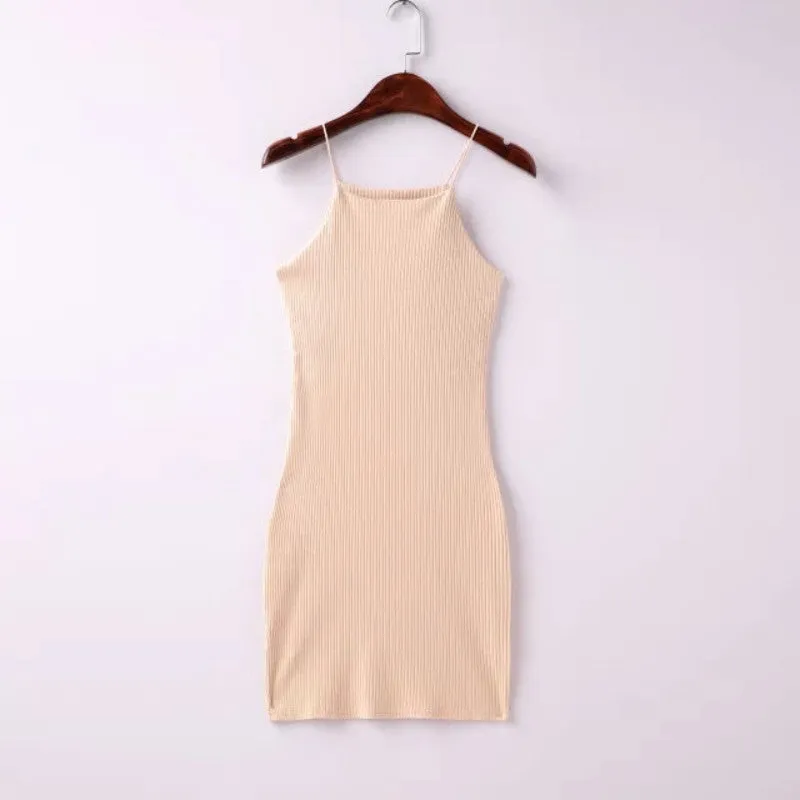 Fashion Style Women Bodycon American App Slim Sleeveless Casual Straps Dresses 5 Color SM6